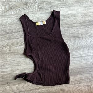 Urban Outfitters Dark Brown Ribbed cut out Tank Top